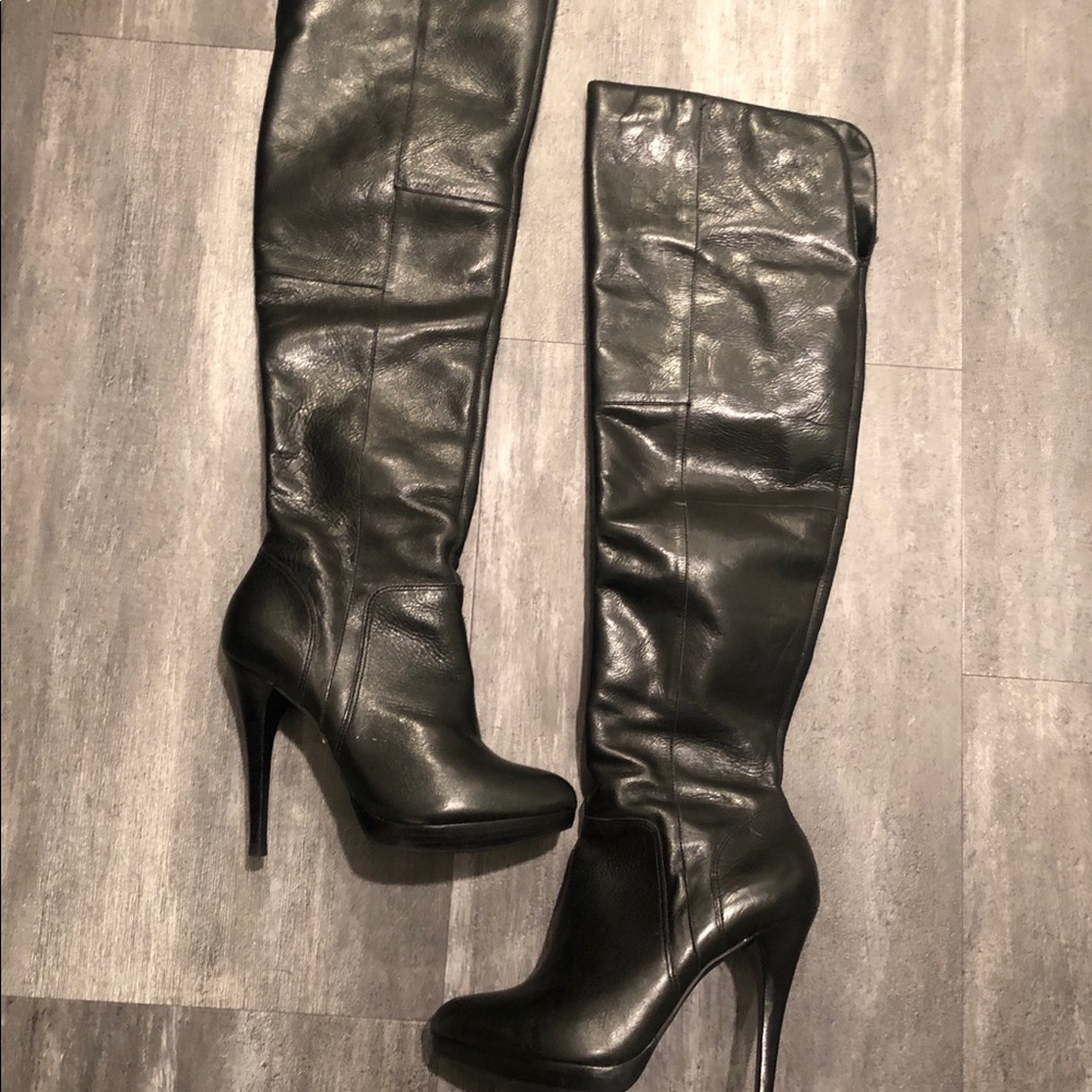 Aldo black leather OTK boots